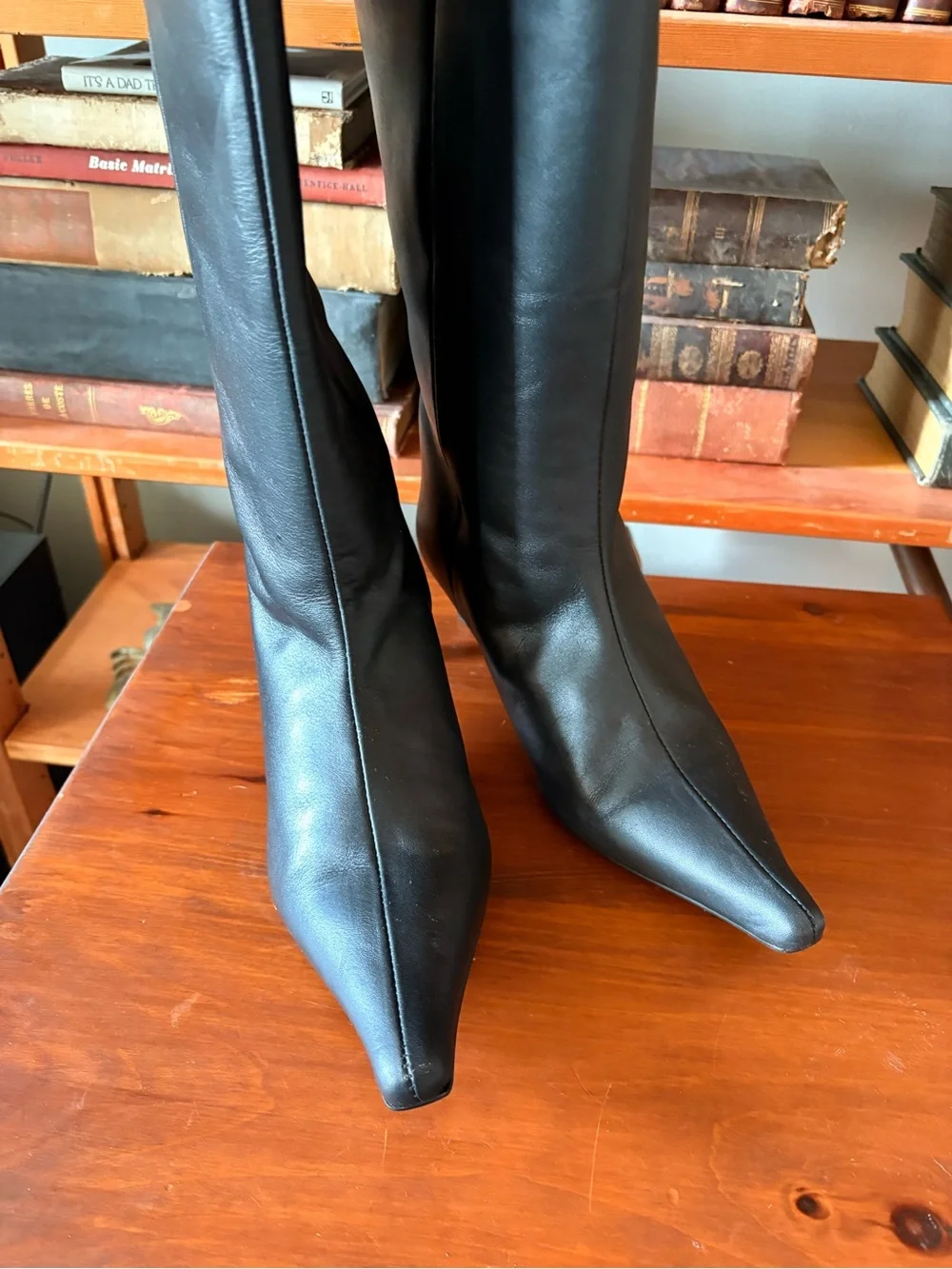 Topshop Black Over-the-Knee Pointed-Toe Boots